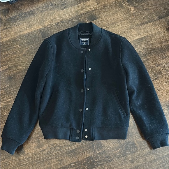 Abercrombie Wool Blend Black Bomber Jacket - Picture 1 of 4